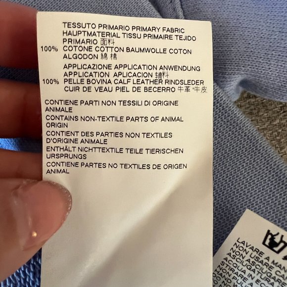 Maison Margiela Leather Elbow Patch Baby Blue Sweatshirt - Picture 9 of 11